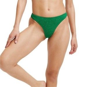 NWT Good American Sparkle Better Bikini Full Bottoms Summer Green,  M (GA sz 2)